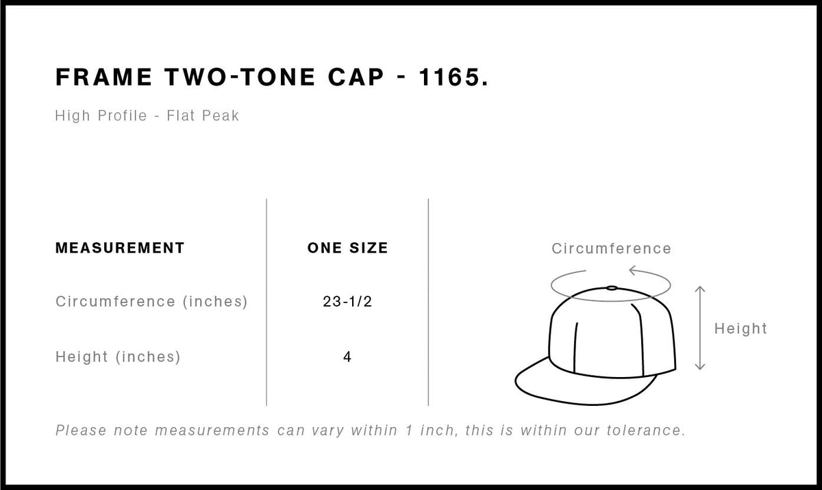 Size chart for Asphalt Collection Hat